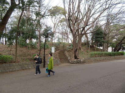 上野公園　セブンアーティスト演技前から直進、摺鉢山古墳 