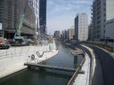 言問通り　東武橋から見た工事中の北十間川遊歩道