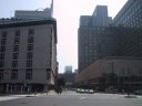 The right building is Imperial Hotel, the front left is Nissay Theater, and the building of the back with a pinnacle is the Tokyo Takarazuka theater. Marunouchi Line runs under the way between these buildings.