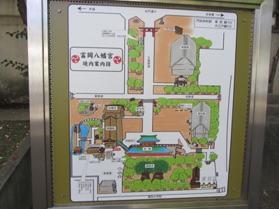 富岡八幡宮　本殿右裏　横綱力士碑界隈　境内案内図