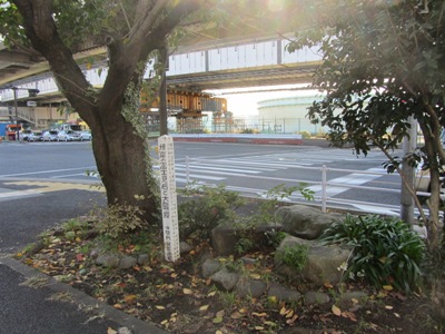 本牧通り 間門交差点 根岸の富士見石と大島櫻