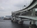 Rainbow Bridge seen from the Odaiba side entrance