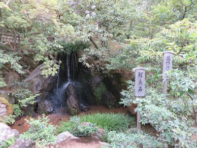 金閣寺(鹿苑寺) 庭園 龍門の瀧、鯉魚石