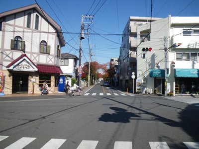 本牧桜道 本牧三渓園前交差点で左折