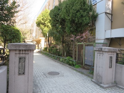 番町学園通りを東進 九段小学校、九段幼稚園