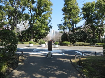 北の丸公園 木立の散策路から左折してメイン道路へ