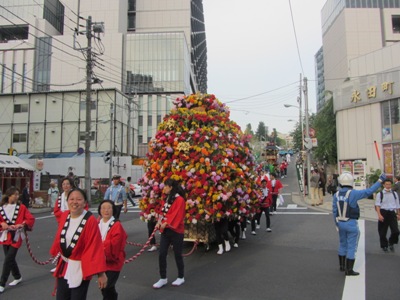 山王坂下交差点での還御風景 花山車