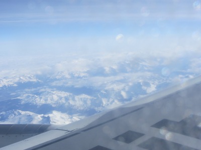 パリへの飛行機からの風景(アルプス上空)