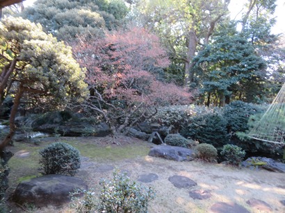 駒場公園 旧前田侯爵邸(和館) 1階 続き間(御次之間)から見た池泉回遊庭園