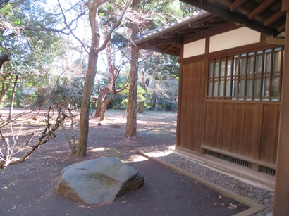 駒場公園 旧前田侯爵邸(和館) 玄関前から見た池泉回遊庭園