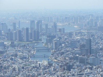 東京スカイツリー 天望回廊 隅田川 清洲橋、隅田川大橋、永代橋