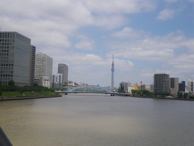 隅田川に架かる中央大橋から見える東京スカイツリー