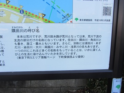 隅田川テラス(東岸) 永代橋西詰の案内板