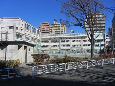 臨海小学校前の大横川沿いに歩く