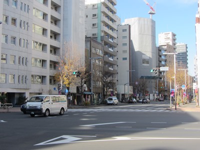 十二社通り 熊野神社前交差点で左折、方南通りへ